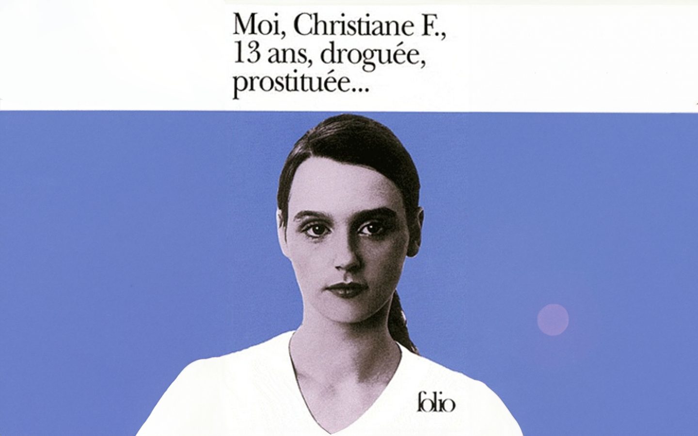 Couverture du livre "Moi, Christiane F, droguée, prostituée..." aux éditions Folio + complétion par IA générative Adobe