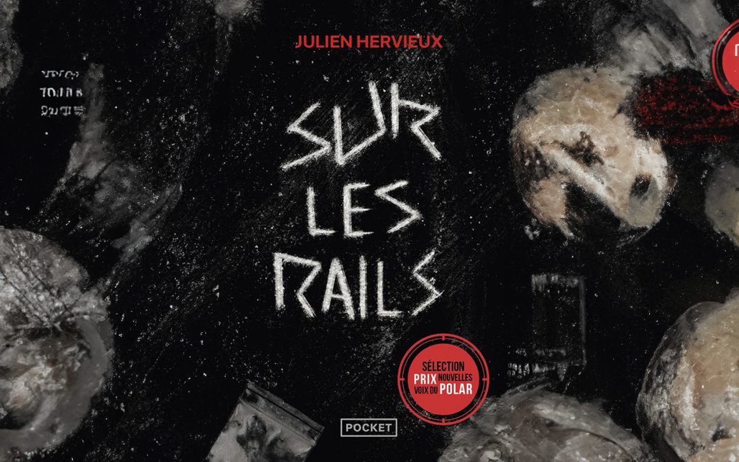 Couverture du livre "Sur les rails" de Julien Herveux aux editions Pocket + complétion par IA