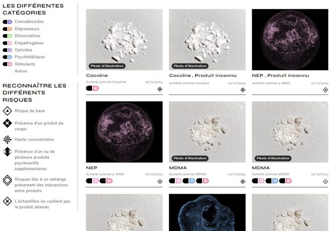 Ecran de rendu des résultats sur le site https://druglab.fr