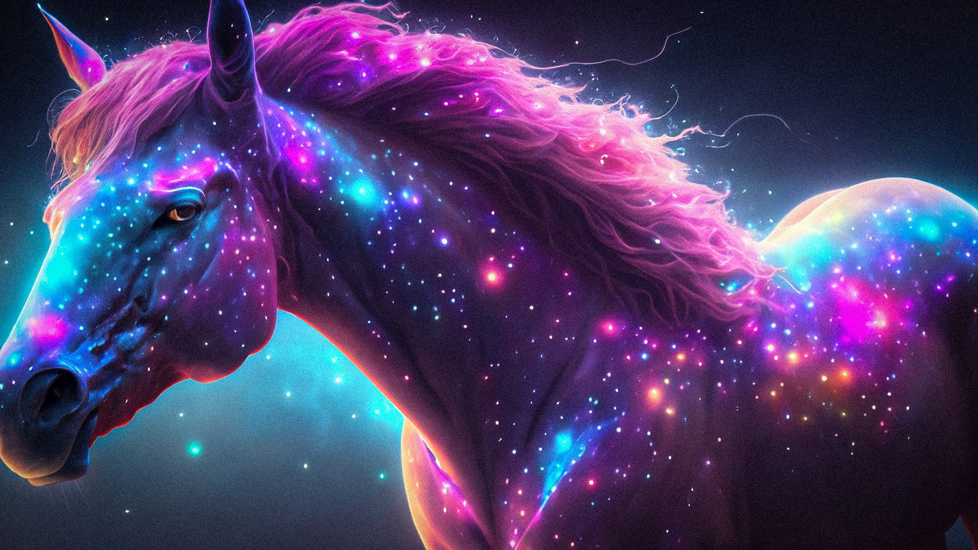 Un cheval cosmique généré par IA