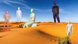 Article sur la sexualité et et l'éducation sexuelle, relationnelle et affective. Des silhouettes sont dans le desert.